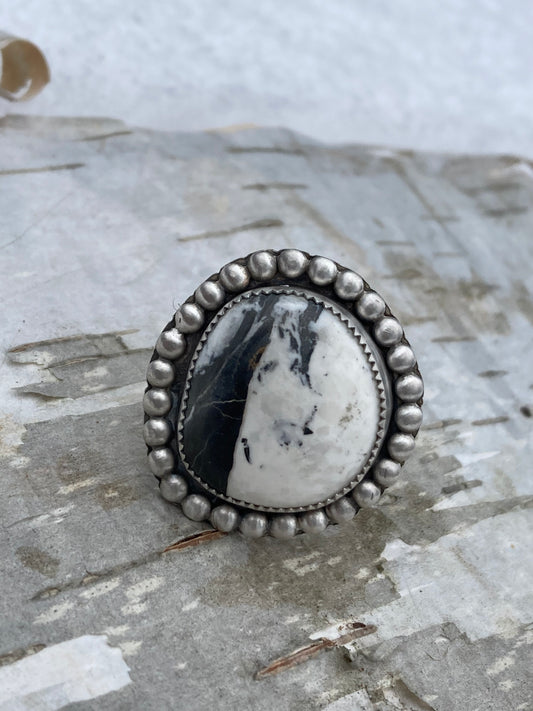 White Buffalo Turquoise Ring